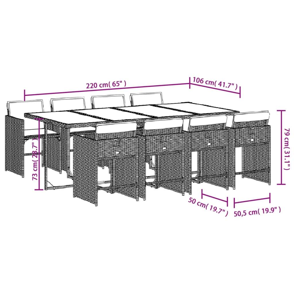 9-delige Tuinset met kussens poly rattan beige is nu te koop bij PeponiXL, paradijselijk wonen!