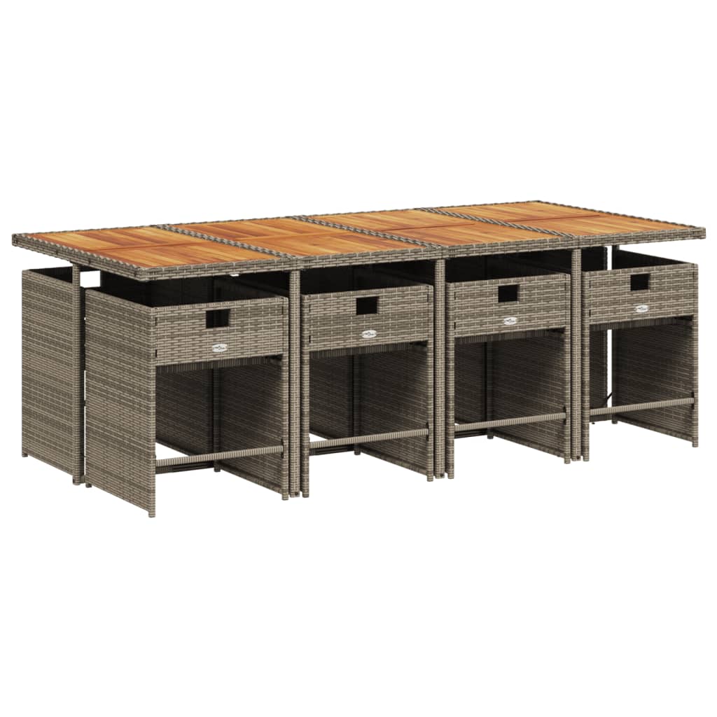 9-delige tuinset met kussens, grijs polyrotan is nu te koop bij PeponiXL, paradijselijk wonen!