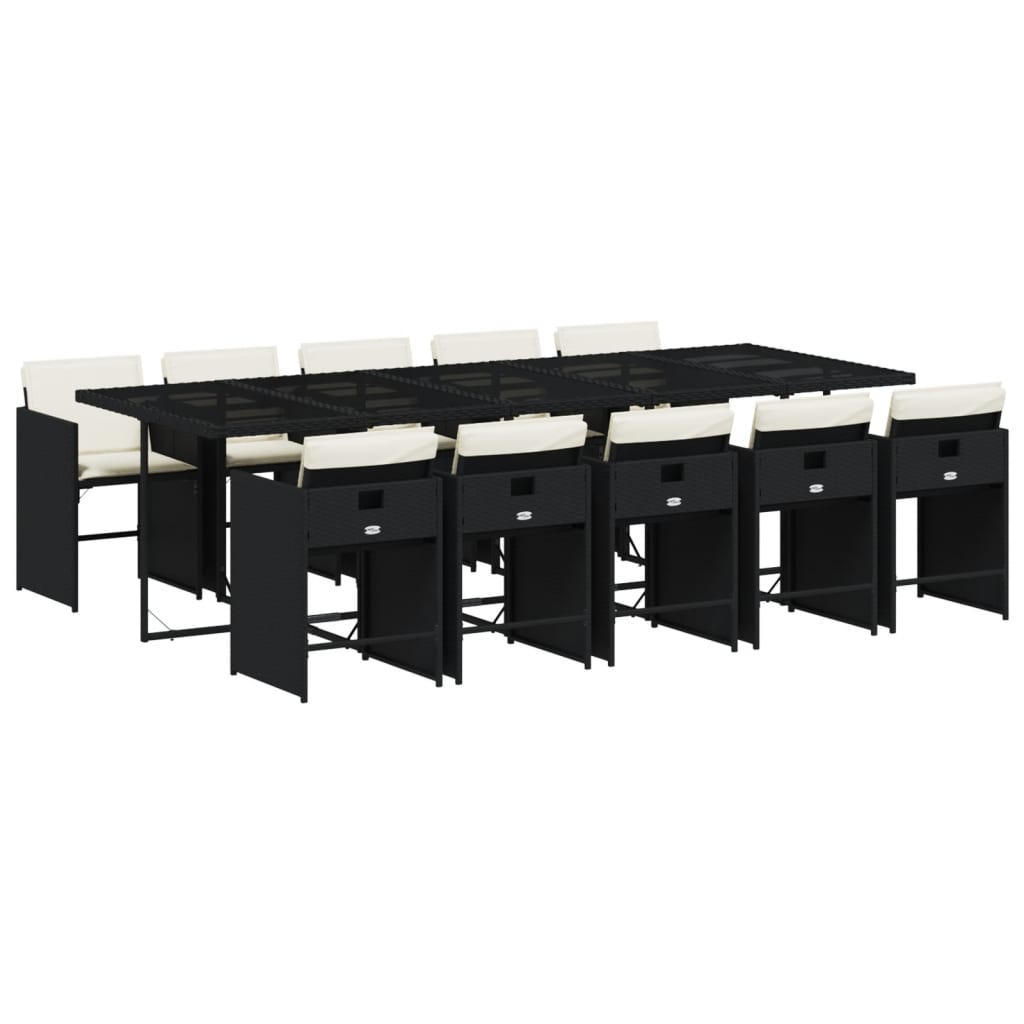 11-delige Tuinset met kussens poly rattan zwart is nu te koop bij PeponiXL, paradijselijk wonen!