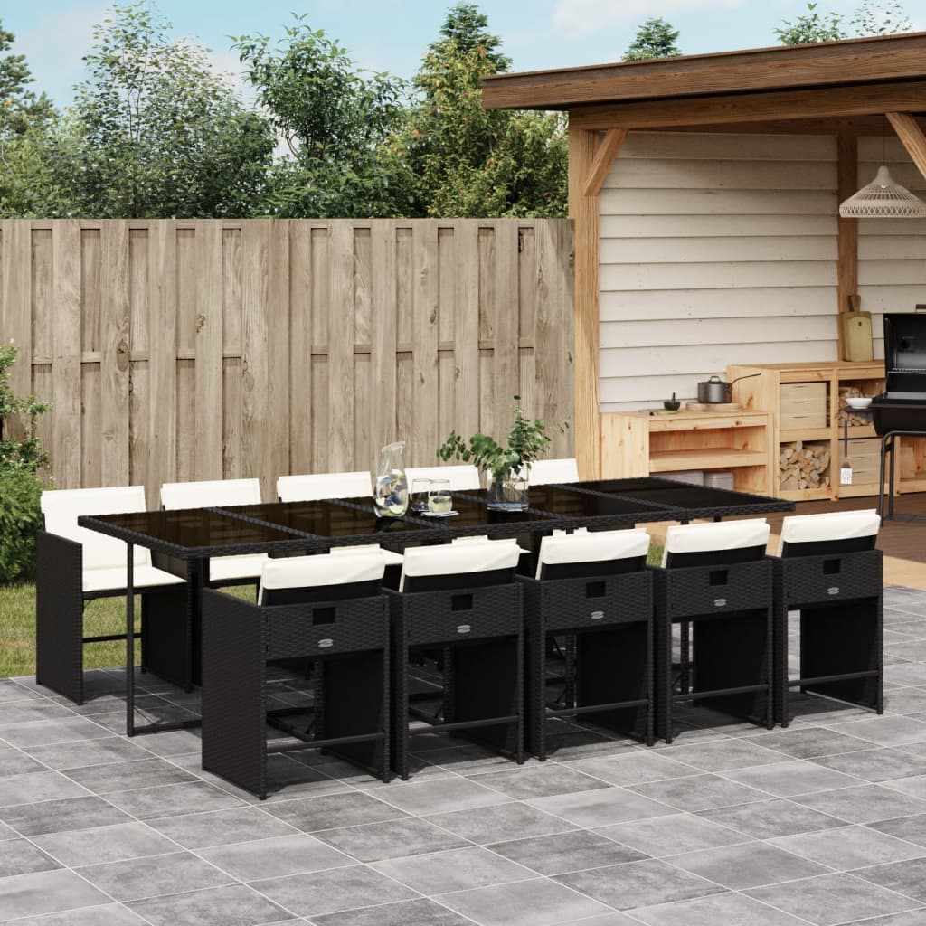 11-delige Tuinset met kussens poly rattan zwart is nu te koop bij PeponiXL, paradijselijk wonen!