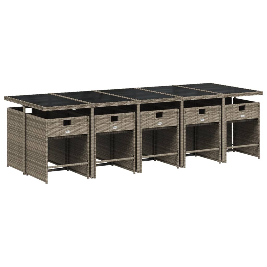 11-delige Tuinset met kussens poly rattan grijs is nu te koop bij PeponiXL, paradijselijk wonen!