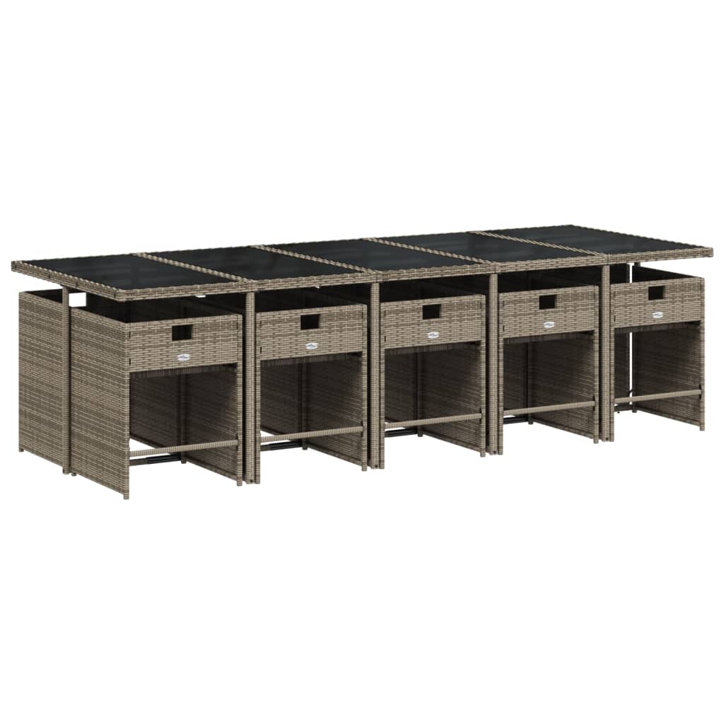 11-delige tuinset met kussens, grijs polyrotan is nu te koop bij PeponiXL, paradijselijk wonen!