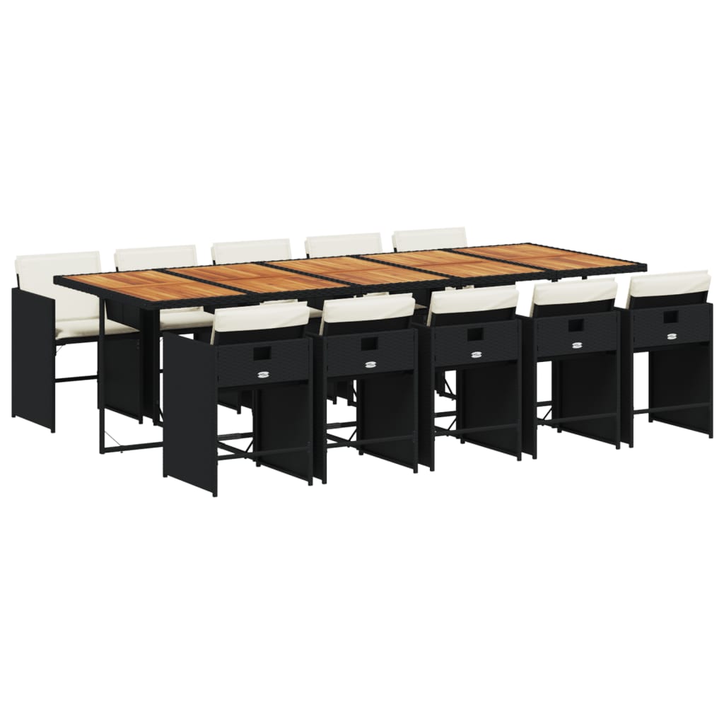 11-delige Tuinset met kussens poly rattan zwart is nu te koop bij PeponiXL, paradijselijk wonen!