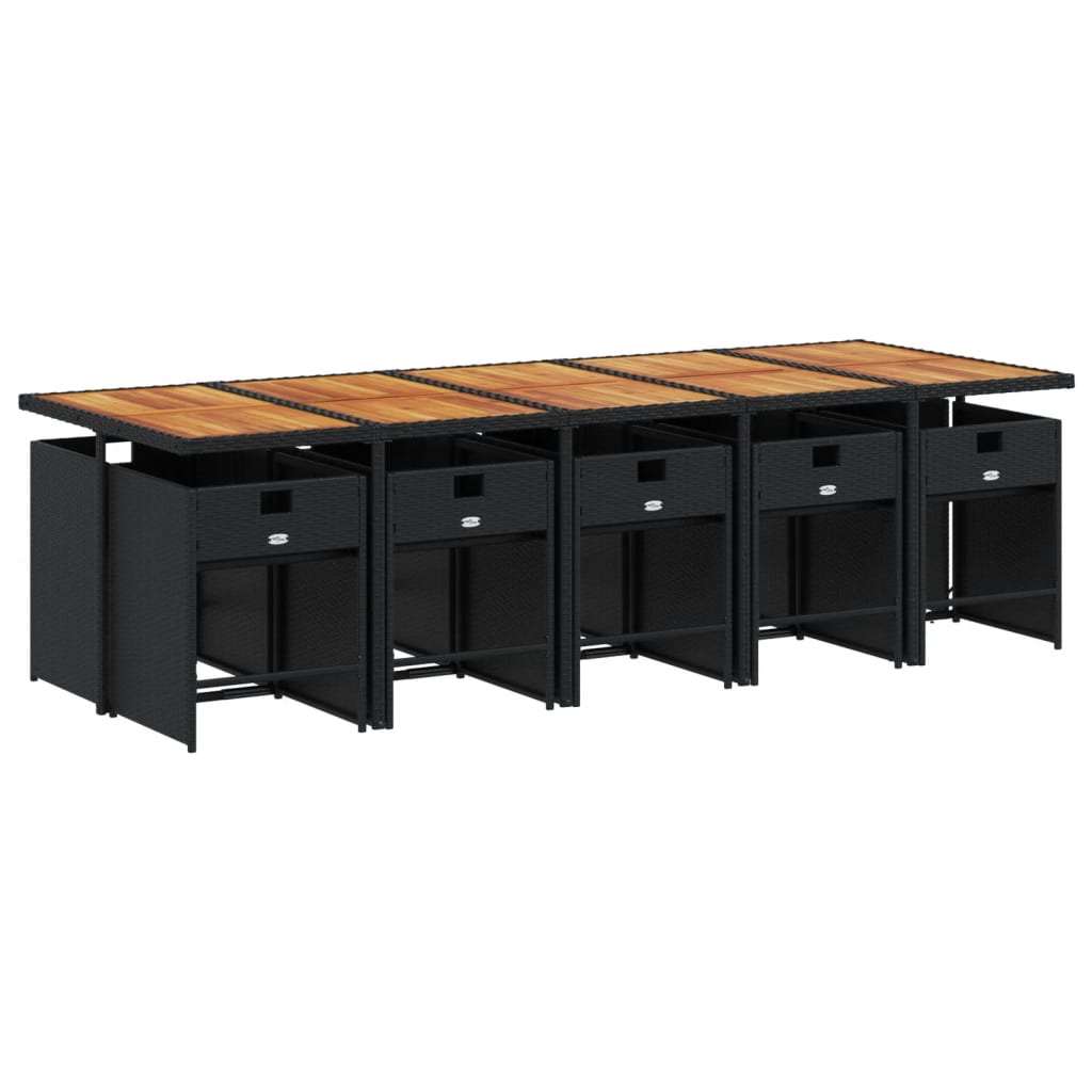 11-delige Tuinset met kussens poly rattan zwart is nu te koop bij PeponiXL, paradijselijk wonen!