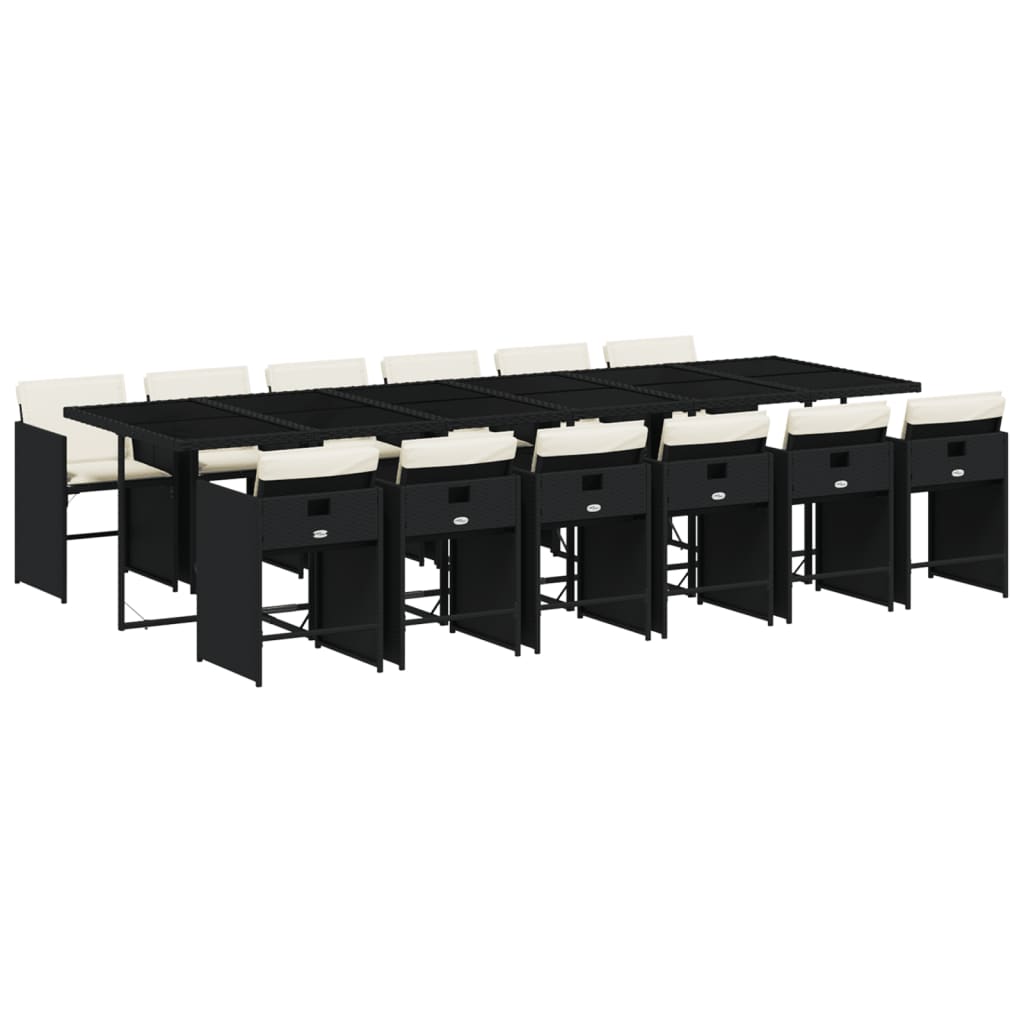 13-delige Tuinset met kussens poly rattan zwart is nu te koop bij PeponiXL, paradijselijk wonen!