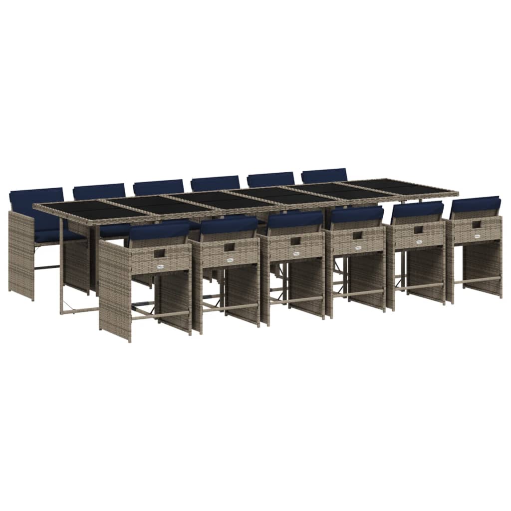 13-delige tuinset met kussens, grijs polyrotan is nu te koop bij PeponiXL, paradijselijk wonen!