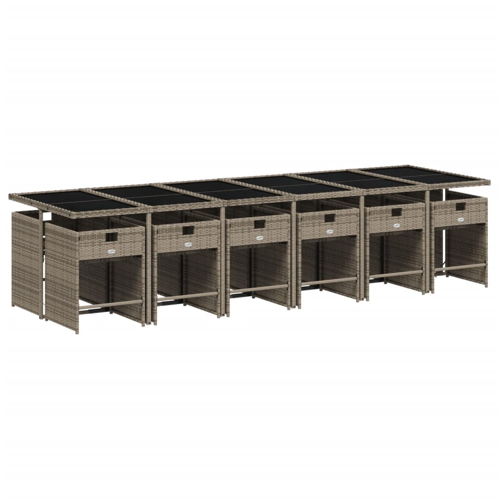 13-delige tuinset met kussens, grijs polyrotan is nu te koop bij PeponiXL, paradijselijk wonen!