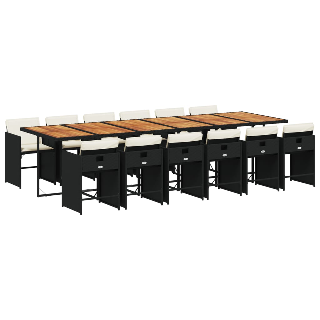 13-delige Tuinset met kussens poly rattan zwart is nu te koop bij PeponiXL, paradijselijk wonen!