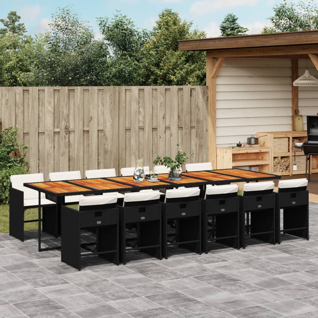 13-delige Tuinset met kussens poly rattan zwart is nu te koop bij PeponiXL, paradijselijk wonen!