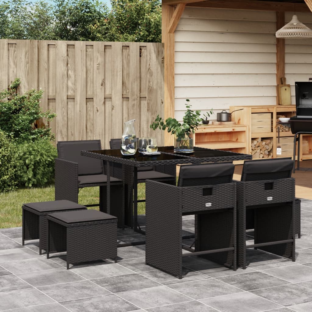9-delige Tuinset poly rattan zwart is nu te koop bij PeponiXL, paradijselijk wonen!
