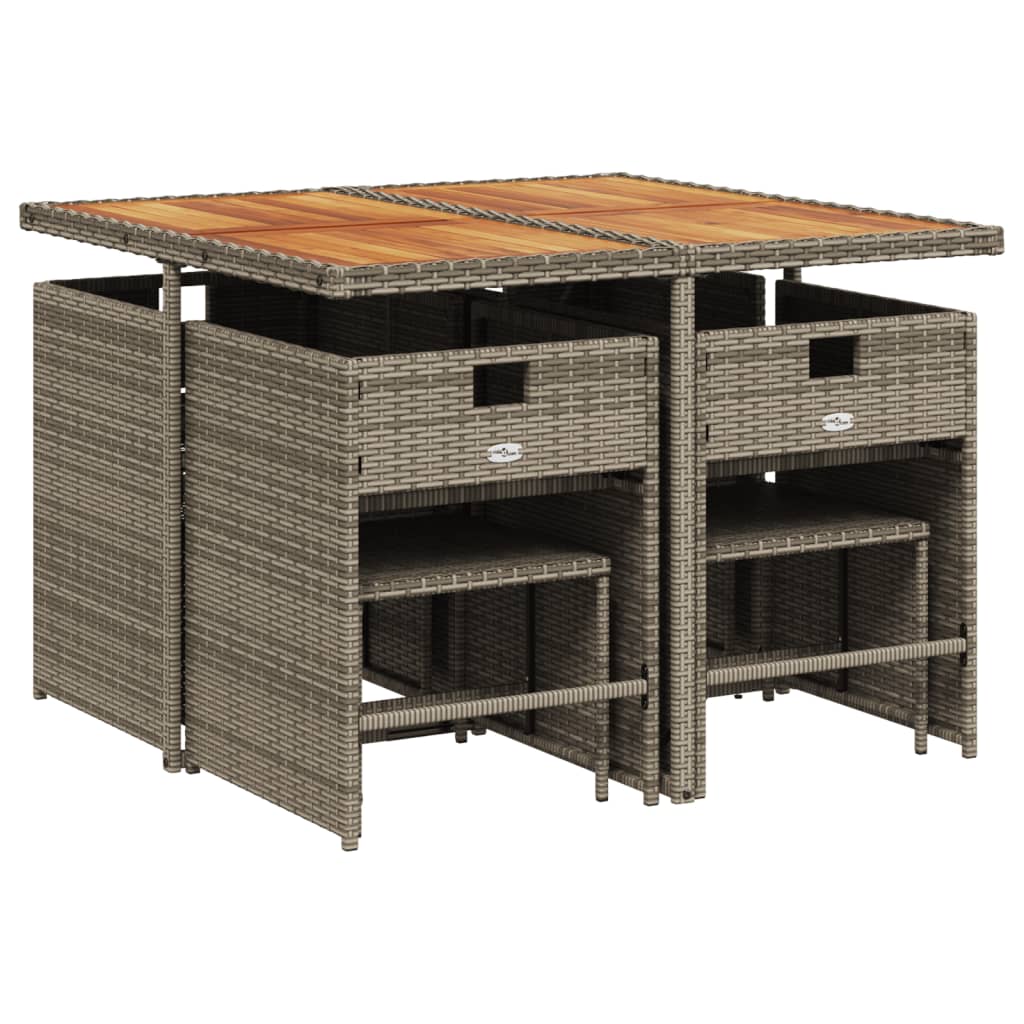 9-delige tuinset met kussens, grijs polyrotan is nu te koop bij PeponiXL, paradijselijk wonen!