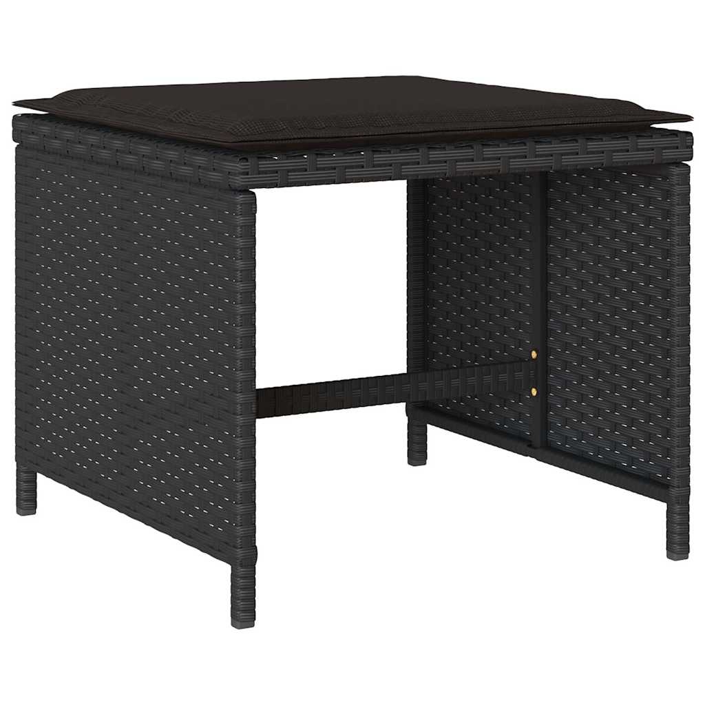 11-delige Tuinset met kussens poly rattan zwart is nu te koop bij PeponiXL, paradijselijk wonen!