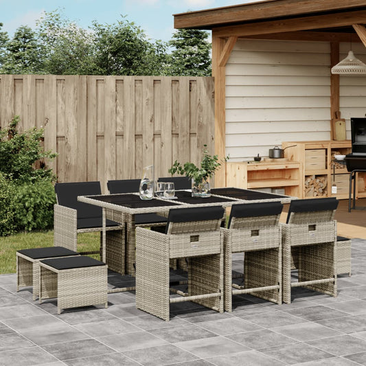 11-delige Tuinset met kussens poly rattan lichtgrijs is nu te koop bij PeponiXL, paradijselijk wonen!
