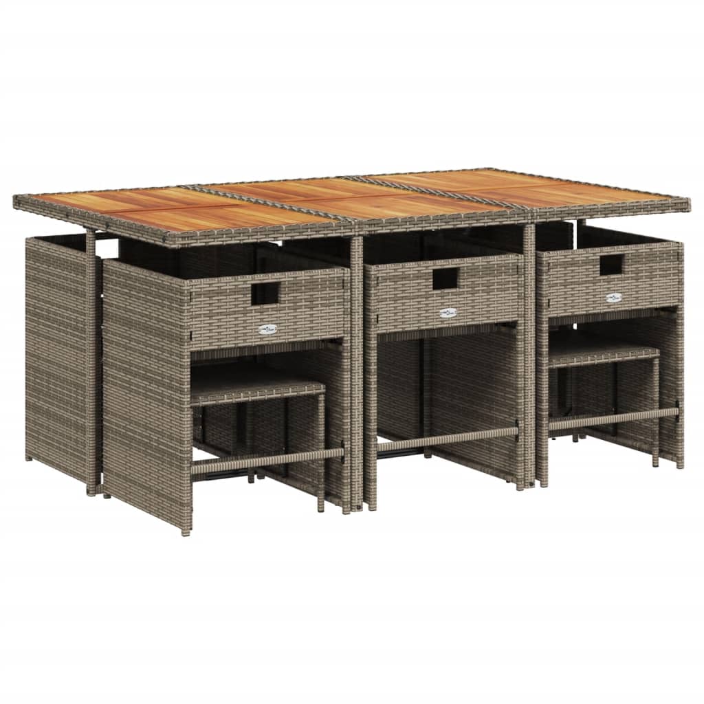 11-delige tuinset met kussens, grijs polyrotan is nu te koop bij PeponiXL, paradijselijk wonen!