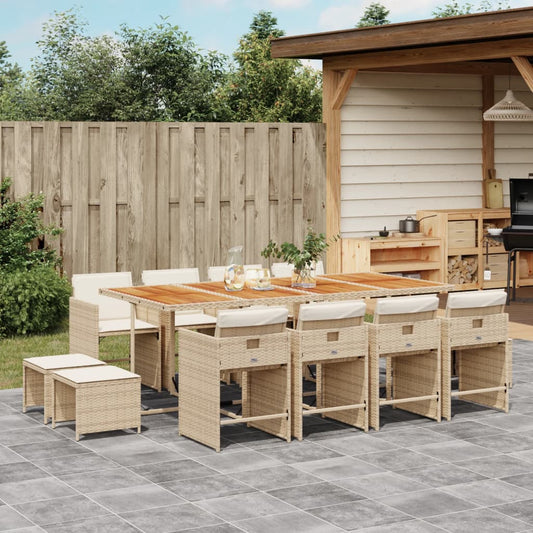 13-delige Tuinset met kussens poly rattan beige is nu te koop bij PeponiXL, paradijselijk wonen!