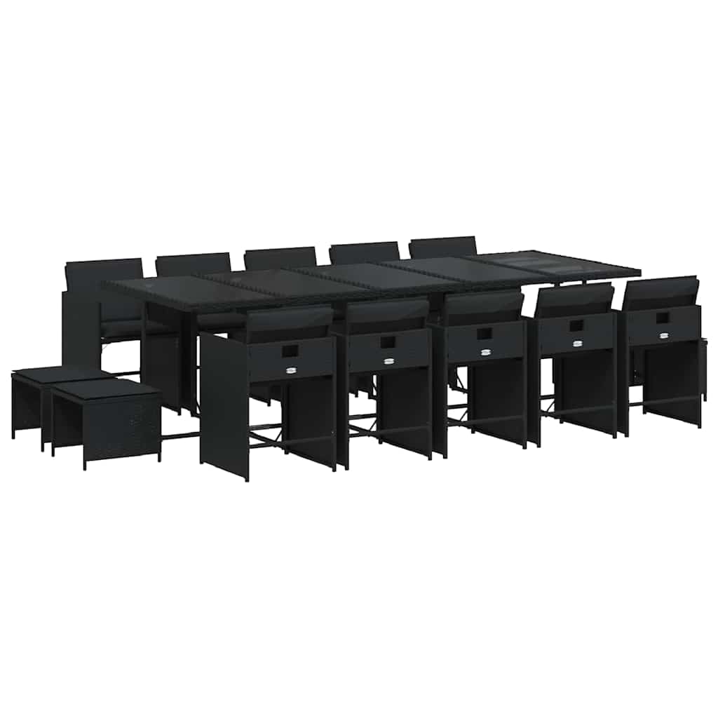 15-delige Tuinset met kussens poly rattan zwart is nu te koop bij PeponiXL, paradijselijk wonen!