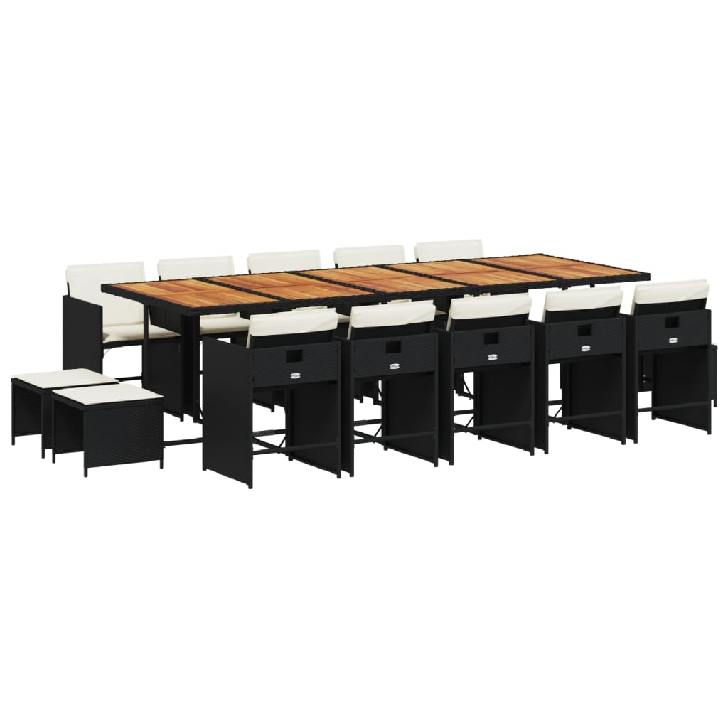 15-delige Tuinset met kussens poly rattan zwart is nu te koop bij PeponiXL, paradijselijk wonen!