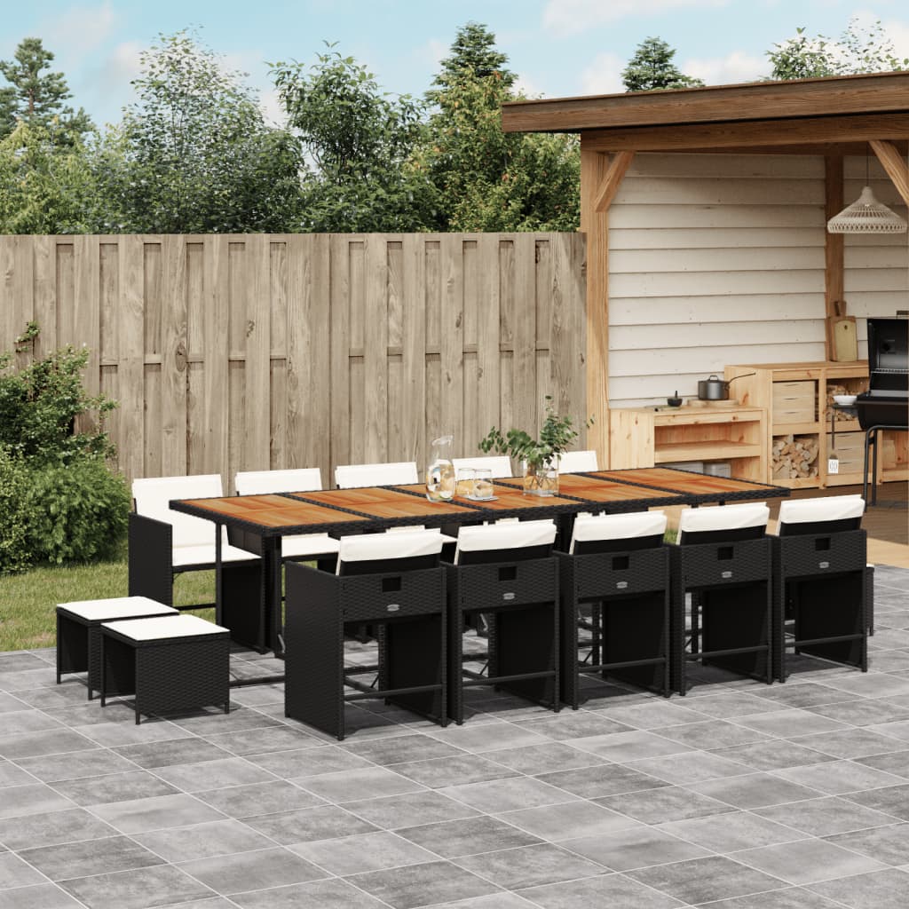 15-delige Tuinset met kussens poly rattan zwart is nu te koop bij PeponiXL, paradijselijk wonen!