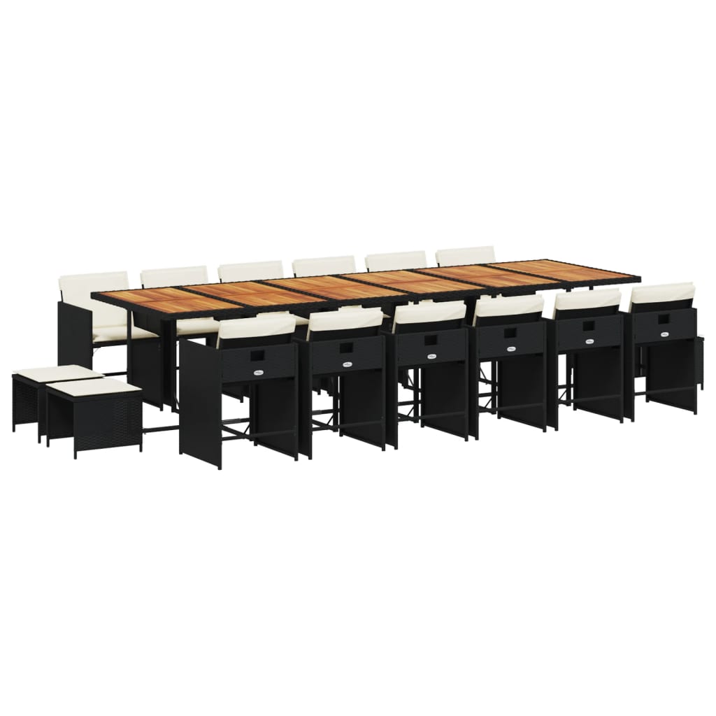 17-delige Tuinset met kussens poly rattan zwart is nu te koop bij PeponiXL, paradijselijk wonen!