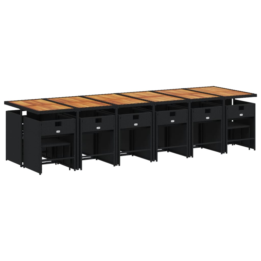 17-delige Tuinset met kussens poly rattan zwart is nu te koop bij PeponiXL, paradijselijk wonen!