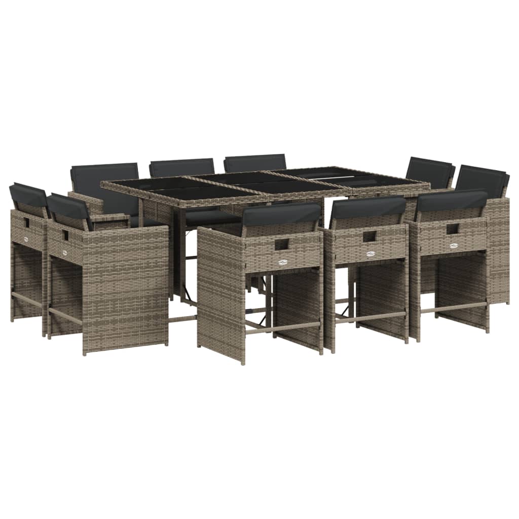 11-delige Tuinset met kussens poly rattan grijs is nu te koop bij PeponiXL, paradijselijk wonen!