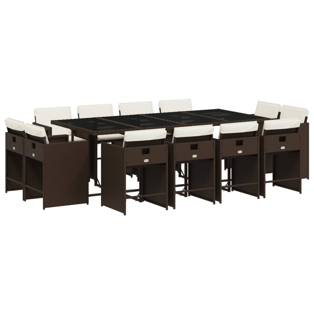 13-delige Tuinset met kussens poly rattan bruin is nu te koop bij PeponiXL, paradijselijk wonen!