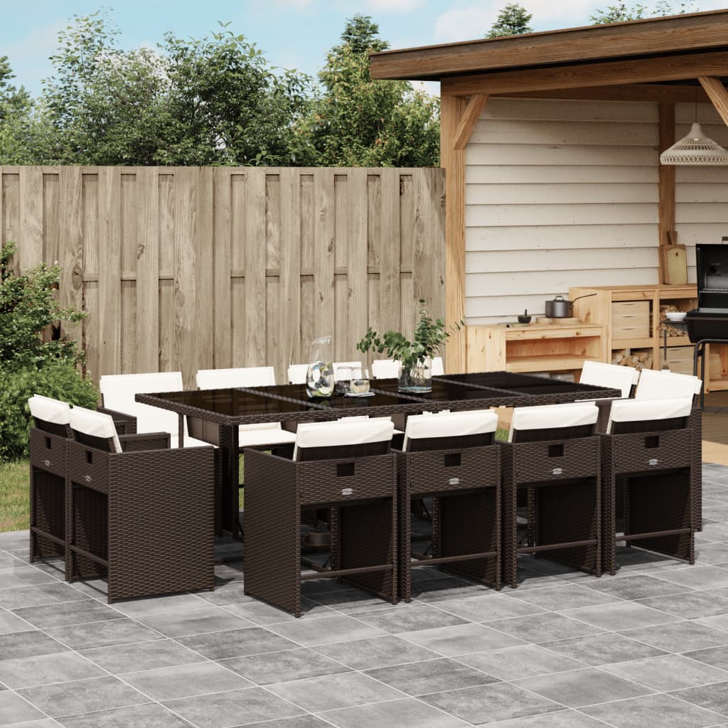 13-delige Tuinset met kussens poly rattan bruin is nu te koop bij PeponiXL, paradijselijk wonen!