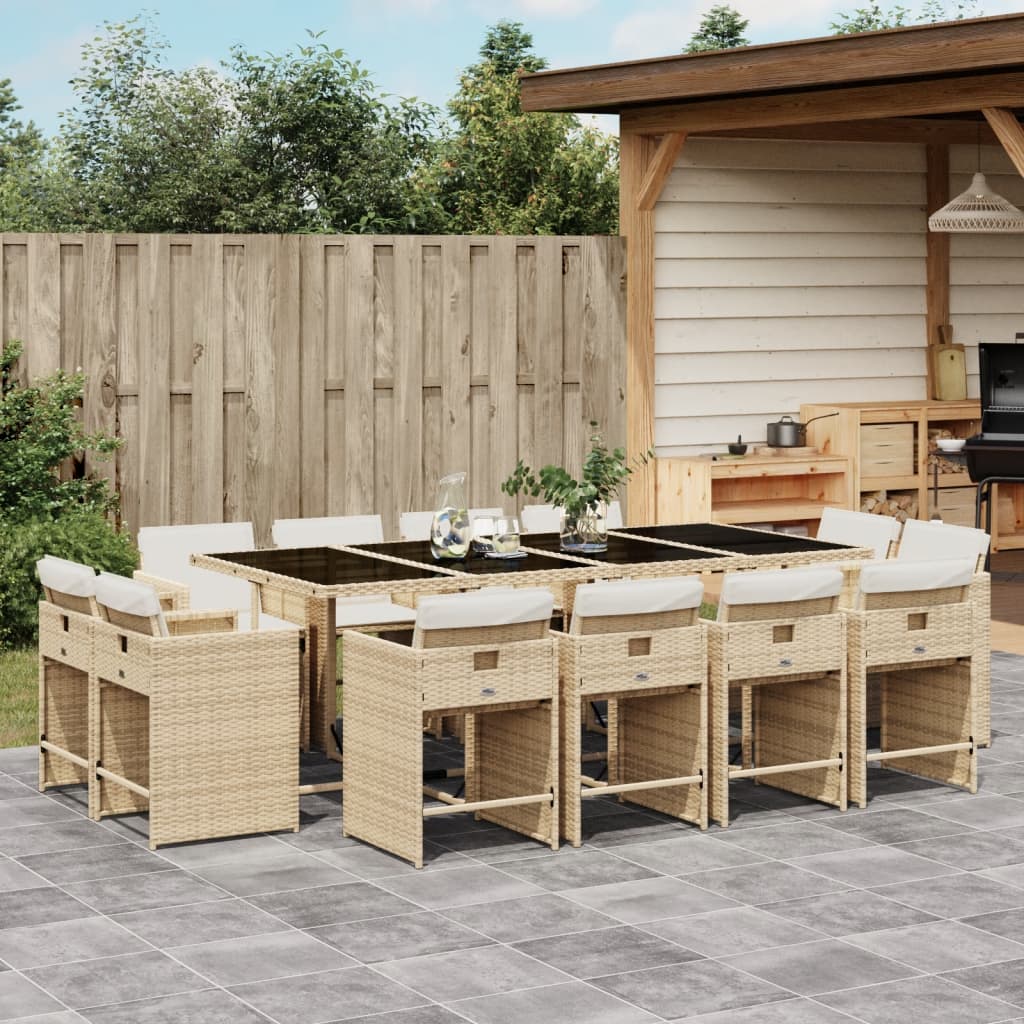 13-delige Tuinset met kussens poly rattan beige is nu te koop bij PeponiXL, paradijselijk wonen!