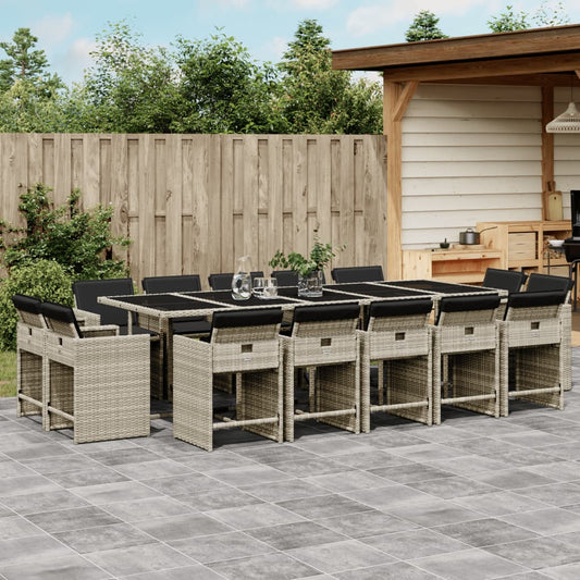 15-delige Tuinset met kussens poly rattan lichtgrijs is nu te koop bij PeponiXL, paradijselijk wonen!