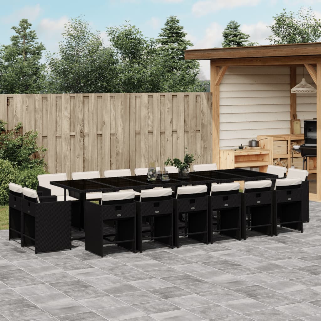 17-delige Tuinset met kussens poly rattan zwart is nu te koop bij PeponiXL, paradijselijk wonen!