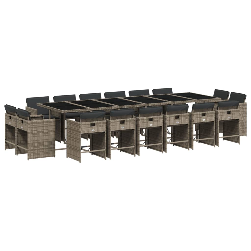 17-delige Tuinset met kussens poly rattan grijs is nu te koop bij PeponiXL, paradijselijk wonen!