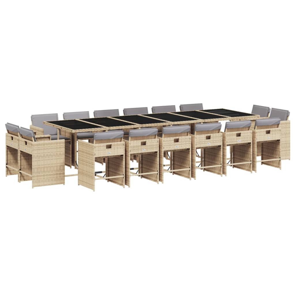 17-delige Tuinset met kussens poly rattan gemengd beige is nu te koop bij PeponiXL, paradijselijk wonen!