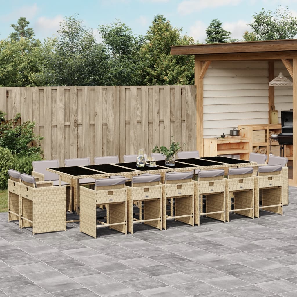 17-delige Tuinset met kussens poly rattan gemengd beige is nu te koop bij PeponiXL, paradijselijk wonen!