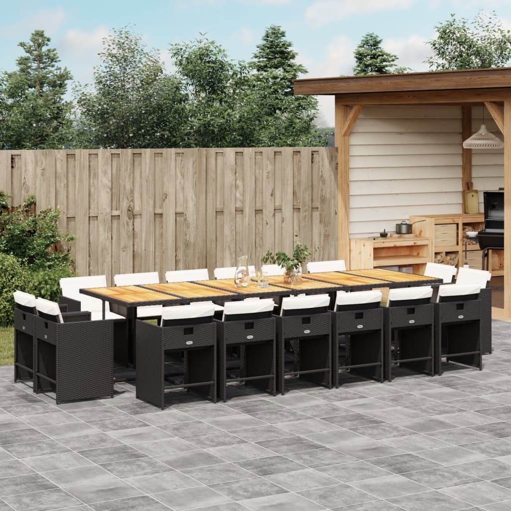 17-delige Tuinset met kussens poly rattan zwart is nu te koop bij PeponiXL, paradijselijk wonen!