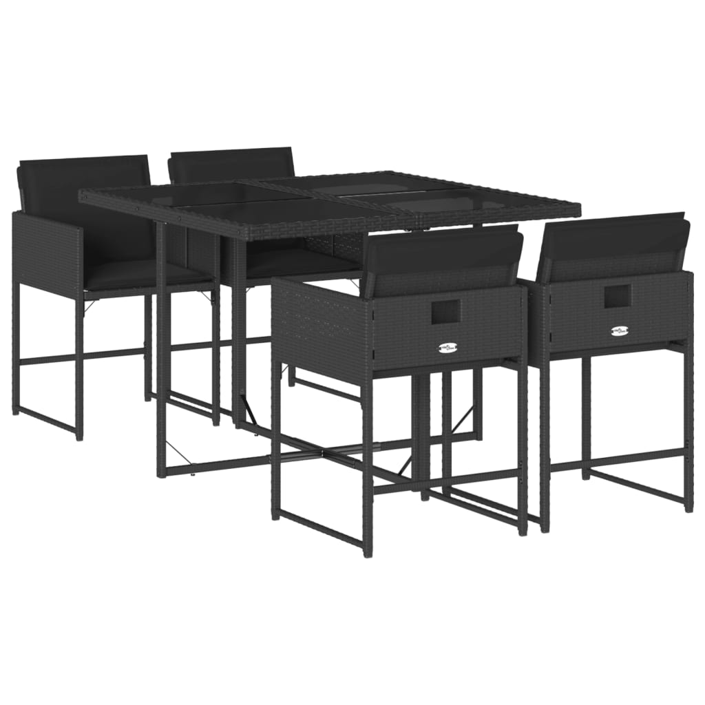 5-delige Tuinset met kussens poly rattan zwart is nu te koop bij PeponiXL, paradijselijk wonen!