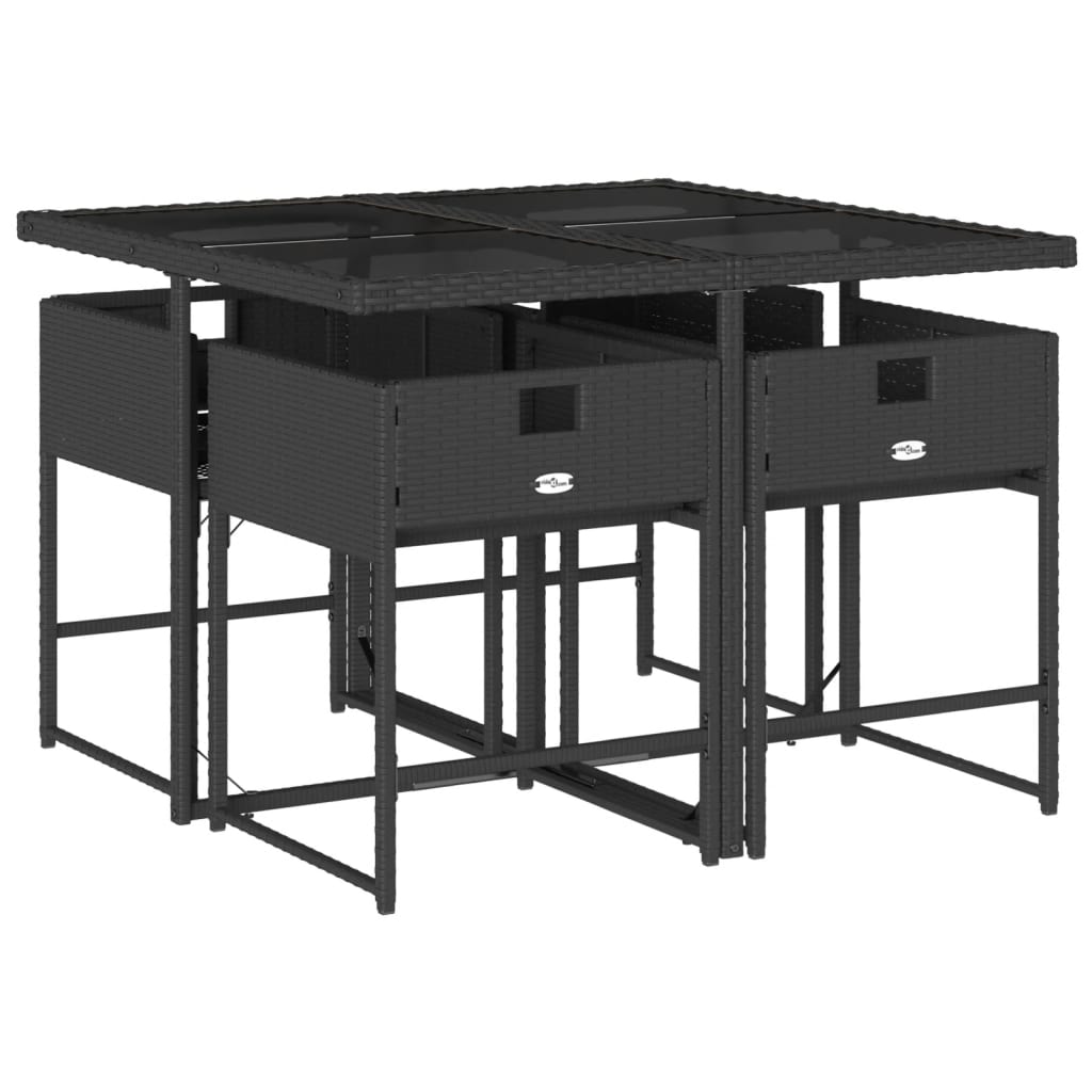 5-delige Tuinset met kussens poly rattan zwart is nu te koop bij PeponiXL, paradijselijk wonen!