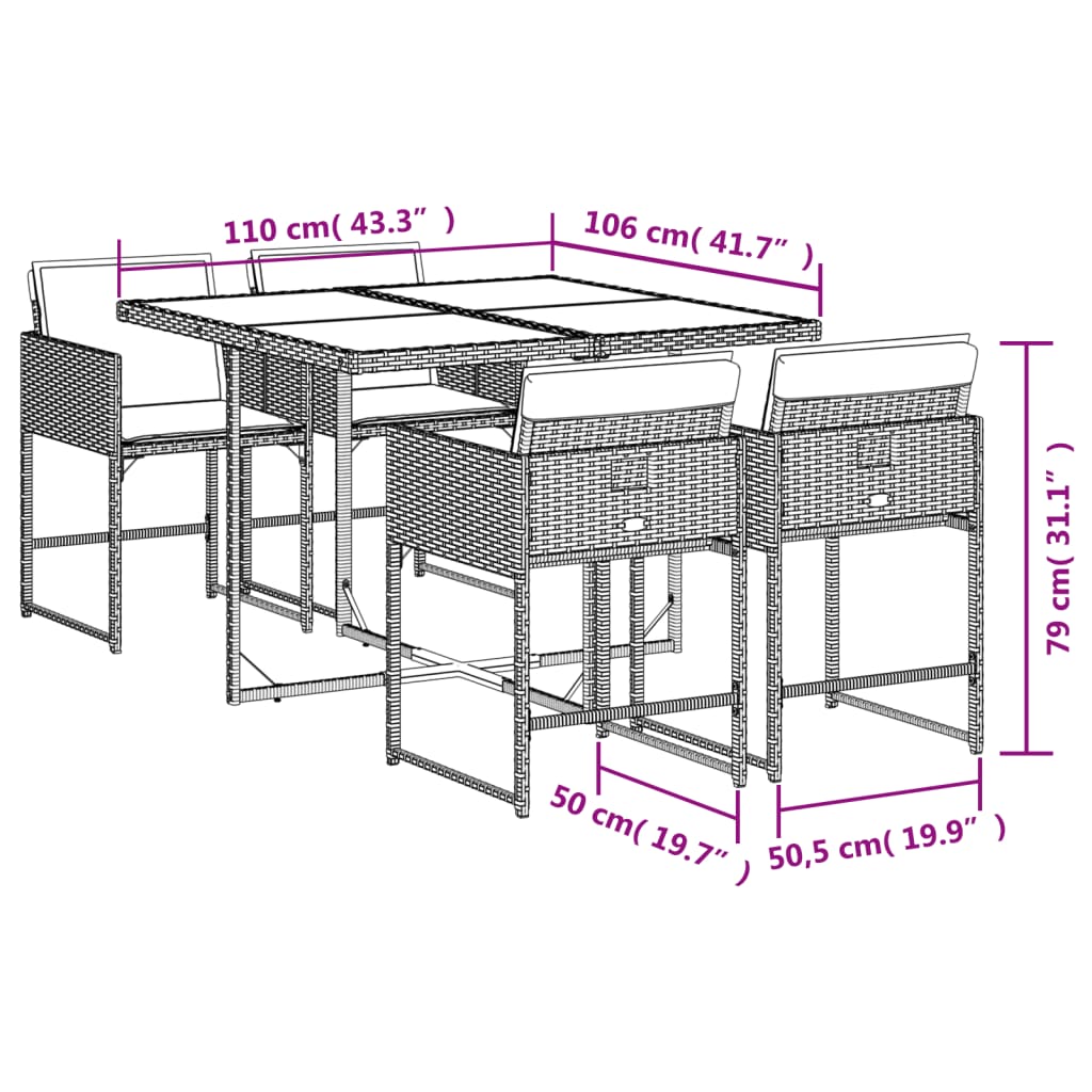 5-delige Tuinset met kussens poly rattan zwart is nu te koop bij PeponiXL, paradijselijk wonen!