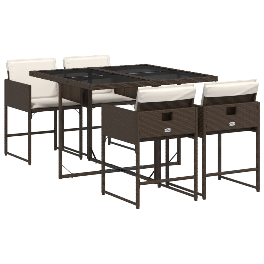 5-delige Tuinset met kussens poly rattan bruin is nu te koop bij PeponiXL, paradijselijk wonen!