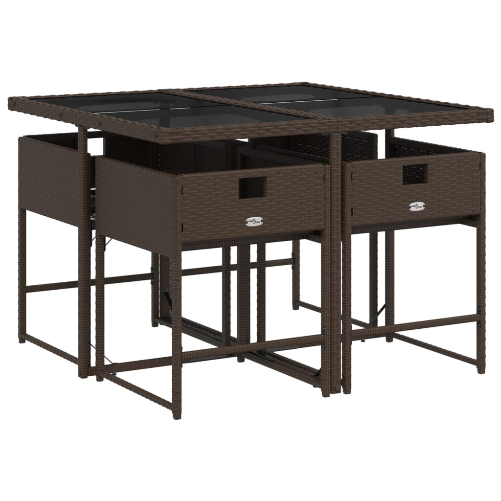 5-delige Tuinset met kussens poly rattan bruin is nu te koop bij PeponiXL, paradijselijk wonen!