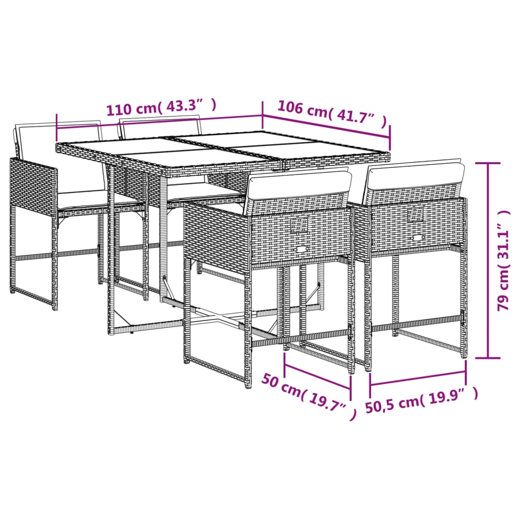 5-delige Tuinset met kussens poly rattan bruin is nu te koop bij PeponiXL, paradijselijk wonen!