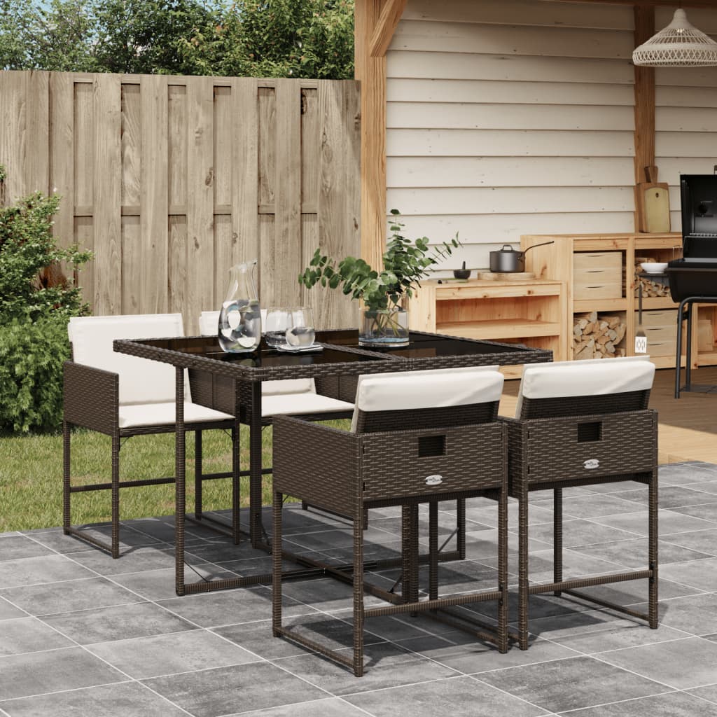 5-delige Tuinset met kussens poly rattan bruin is nu te koop bij PeponiXL, paradijselijk wonen!