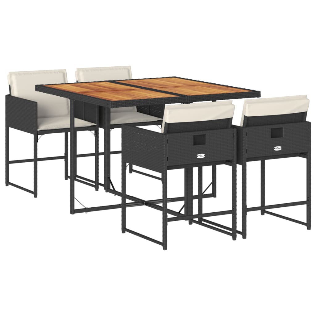 5-delige Tuinset met kussens poly rattan zwart is nu te koop bij PeponiXL, paradijselijk wonen!