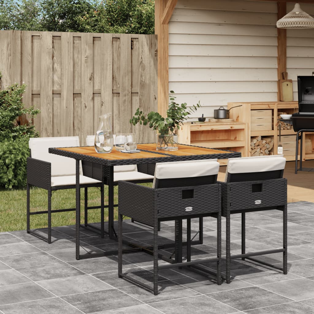 5-delige Tuinset met kussens poly rattan zwart is nu te koop bij PeponiXL, paradijselijk wonen!