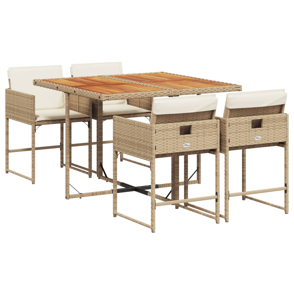 5-delige Tuinset met kussens poly rattan beige is nu te koop bij PeponiXL, paradijselijk wonen!