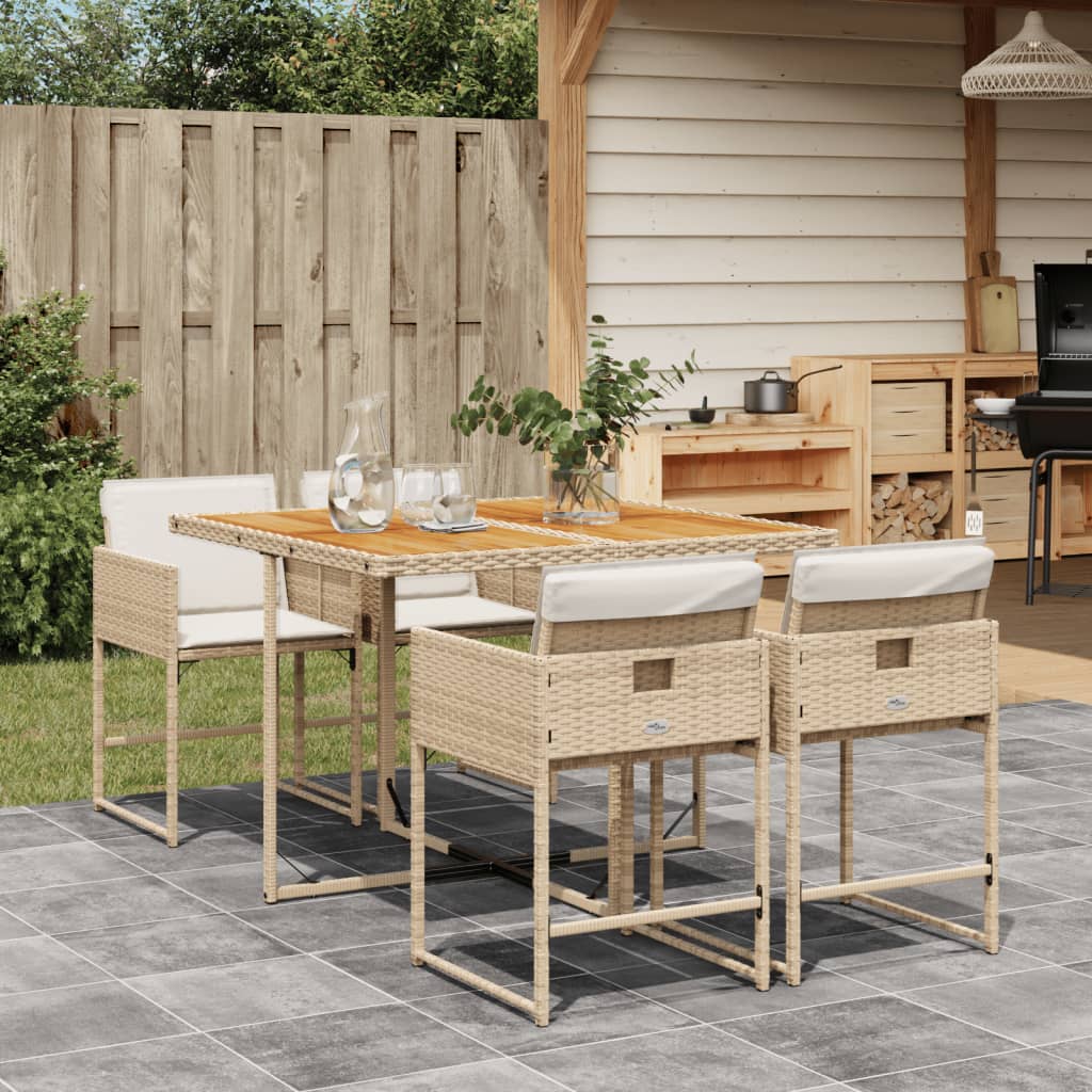 5-delige Tuinset met kussens poly rattan beige is nu te koop bij PeponiXL, paradijselijk wonen!