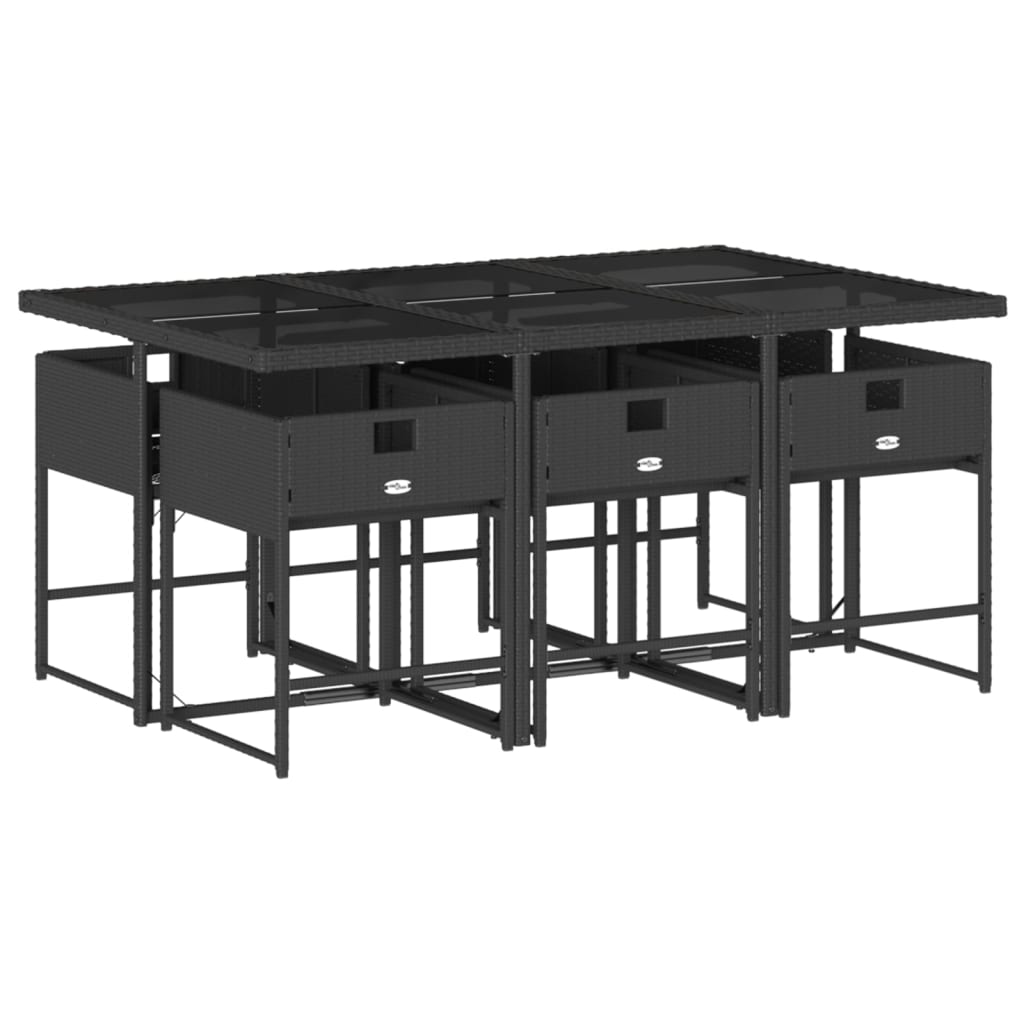 7-delige Tuinset met kussens poly rattan zwart is nu te koop bij PeponiXL, paradijselijk wonen!
