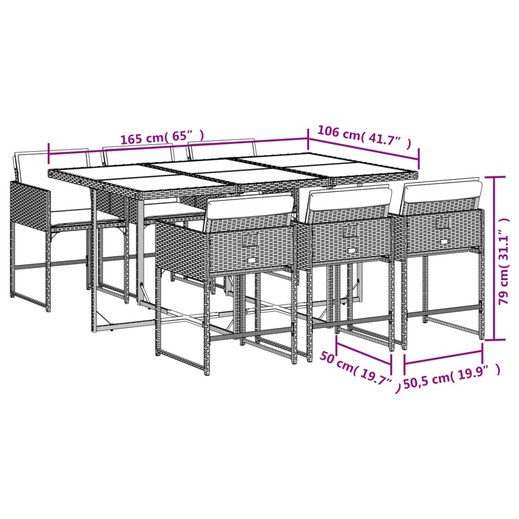 7-delige Tuinset met kussens poly rattan zwart is nu te koop bij PeponiXL, paradijselijk wonen!