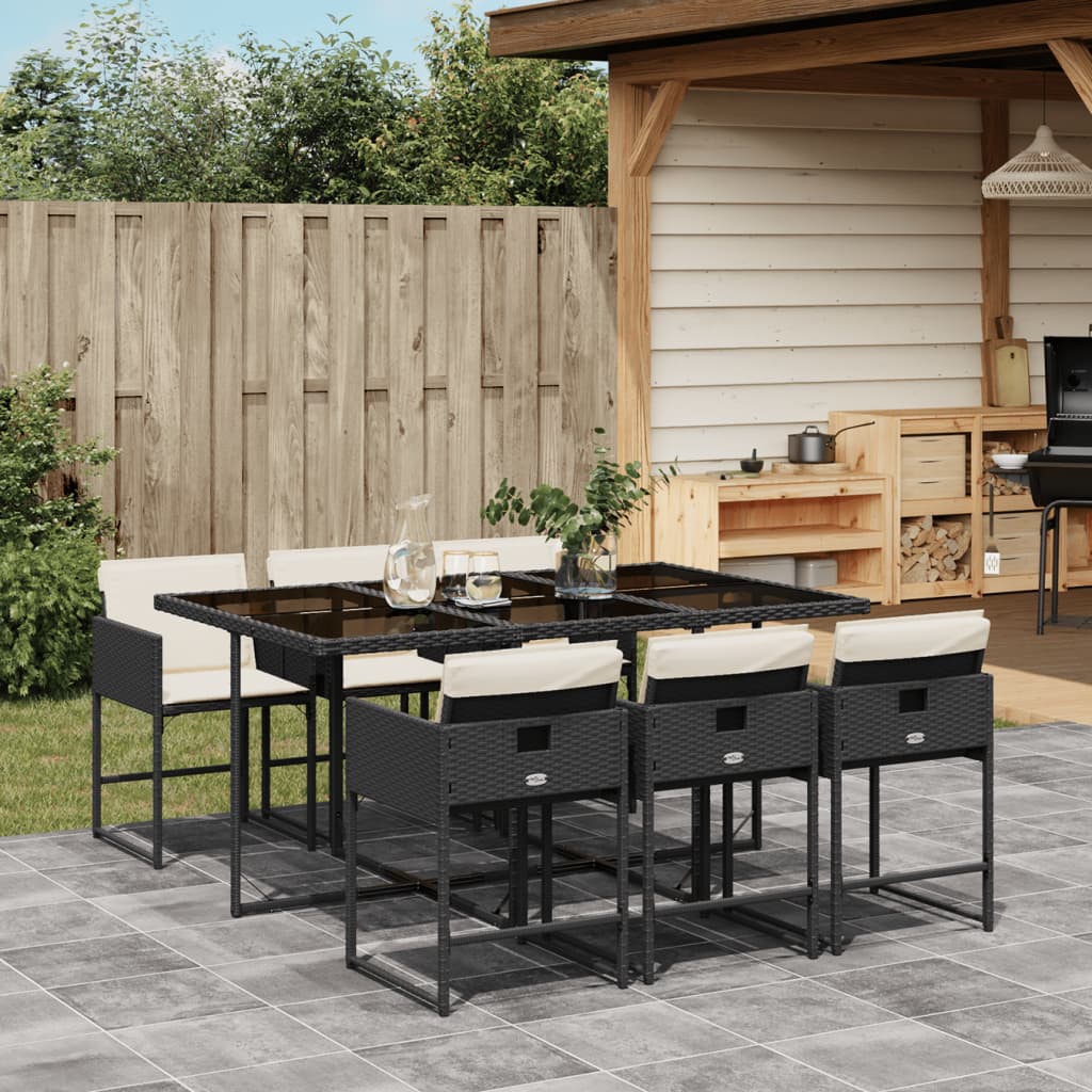 7-delige Tuinset met kussens poly rattan zwart is nu te koop bij PeponiXL, paradijselijk wonen!