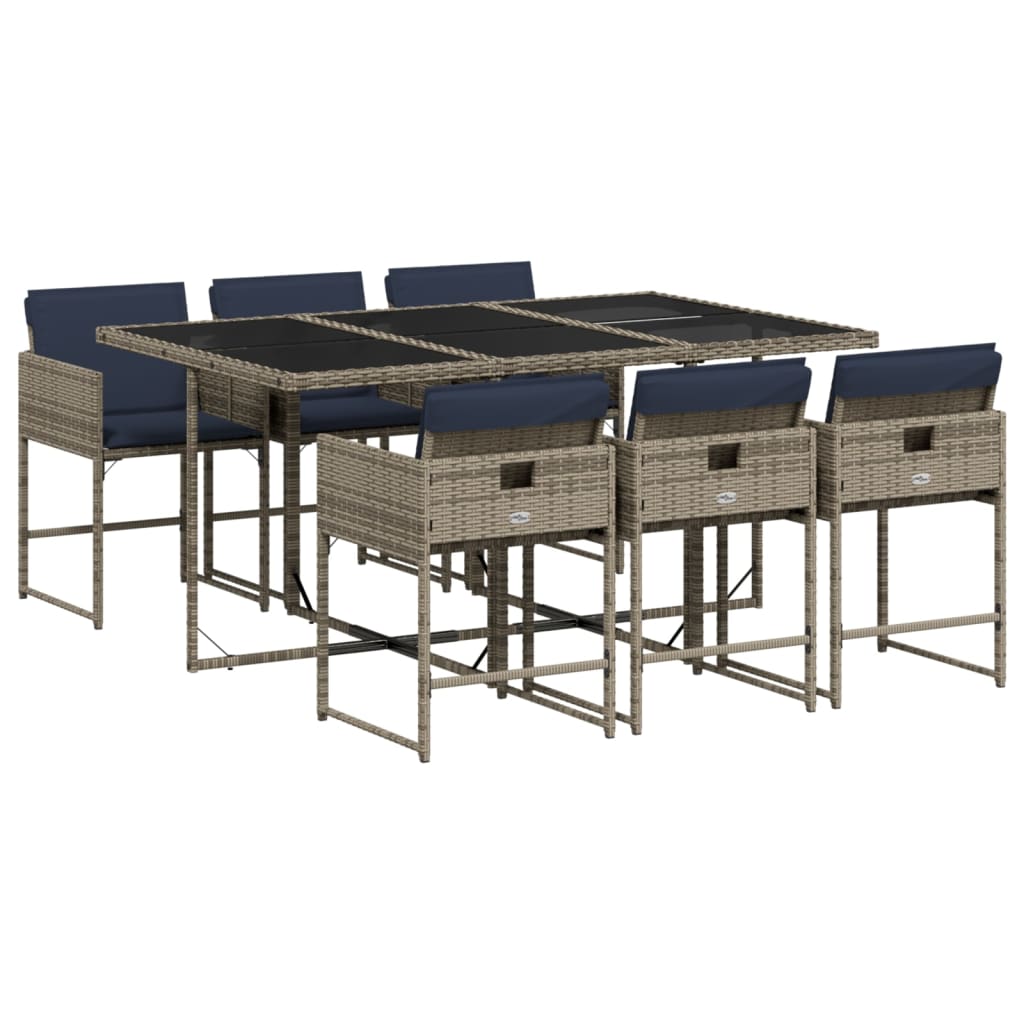 7-delige tuinset met kussens, grijs polyrotan is nu te koop bij PeponiXL, paradijselijk wonen!