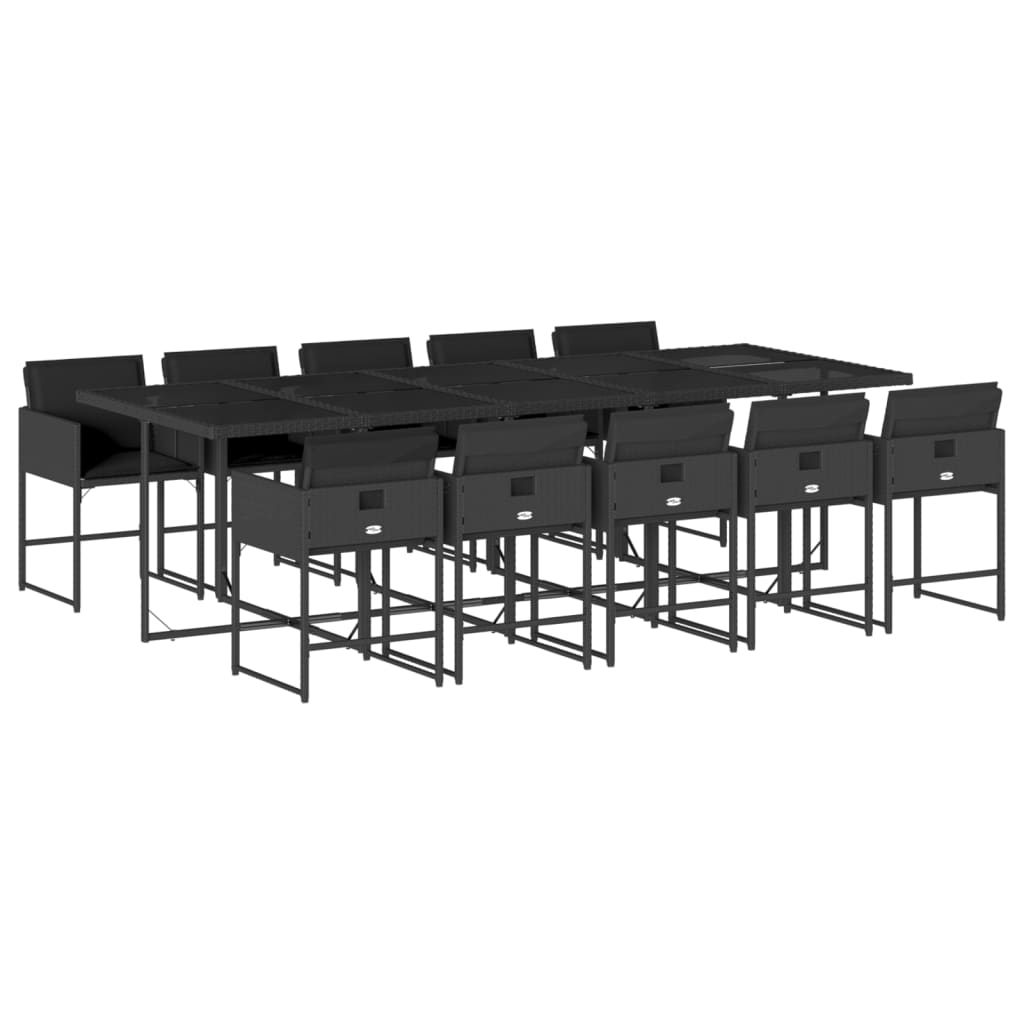 11-delige Tuinset met kussens poly rattan zwart is nu te koop bij PeponiXL, paradijselijk wonen!